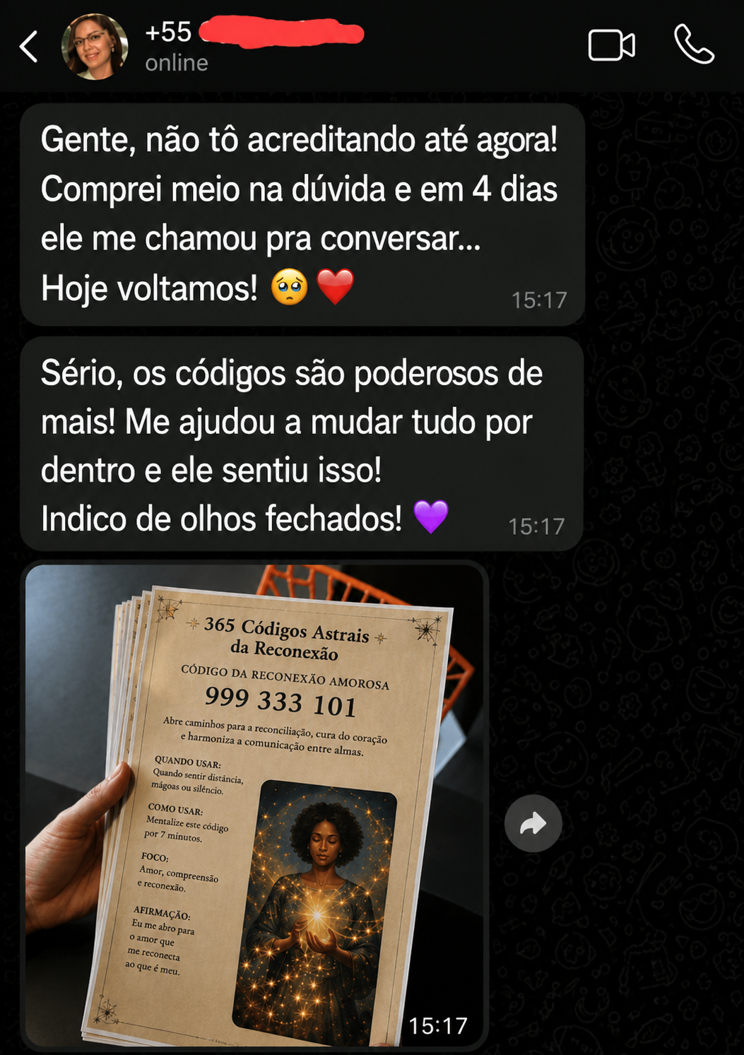 Depoimento sobre retorno amoroso